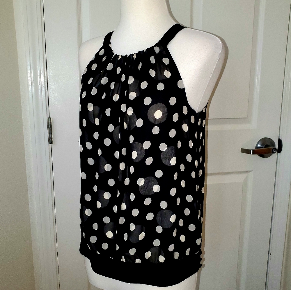 Ann Taylor Polka Dot Sleeveless Blouse